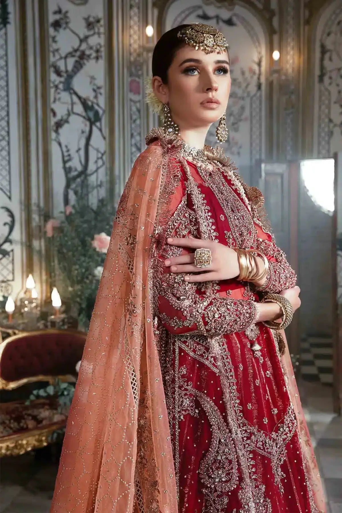 Maria B | Mbroidered Wedding Edition 23 | Maroon BD-2708 - Pakistani Designer Dress - by Maria B | Type: Bridal - 100% Original at Saira Sultan