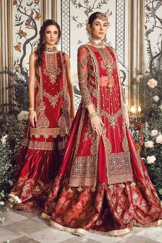 Maria B | Mbroidered Wedding Edition 23 | Maroon BD-2708 - Pakistani Designer Dress - by Maria B | Type: Bridal - 100% Original at Saira Sultan
