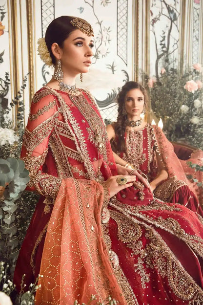 Maria B | Mbroidered Wedding Edition 23 | Maroon BD-2708 - Pakistani Designer Dress - by Maria B | Type: Bridal - 100% Original at Saira Sultan