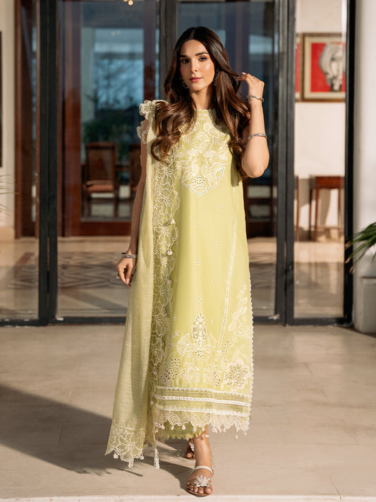 Izel | Mahveen Festive Lawn 25 | MARWA XS Lime Yellow Lawn