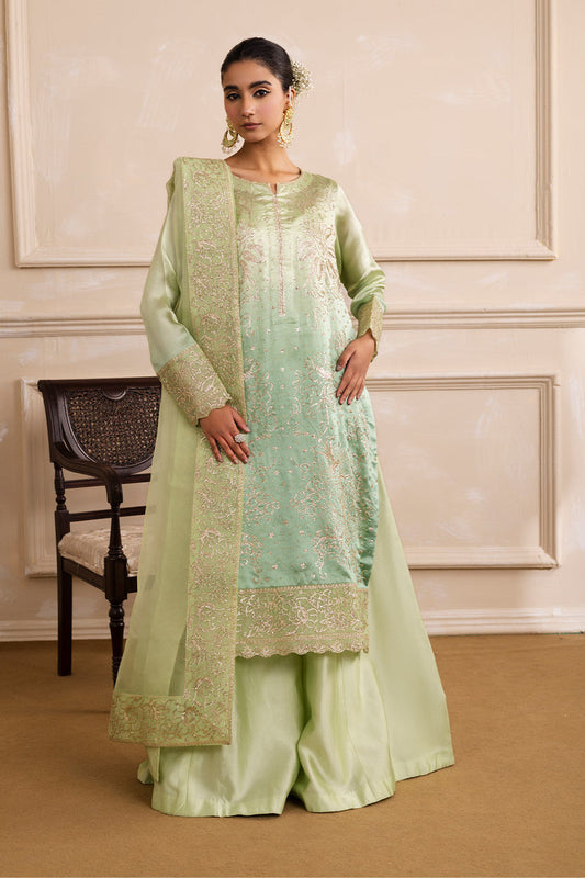 Maryum N Maria | Sia Collection 25 | JASI S Parrot Green Net