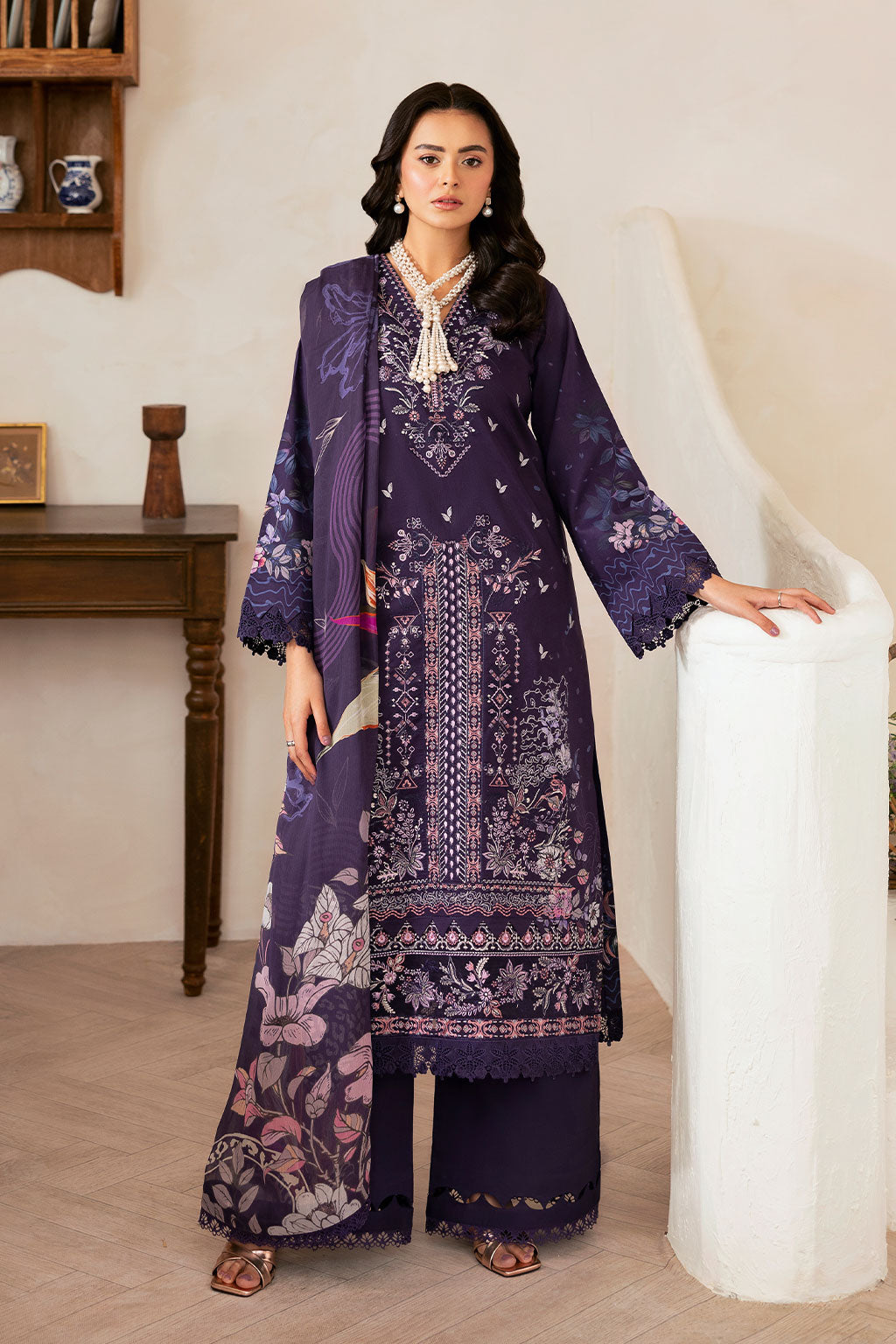Ramsha | Mashaal Luxury Lawn | L-1401 - Pakistani Designer Dress - by Ramsha - Type : Ladies Clothes - 100% Original at Saira Sultan