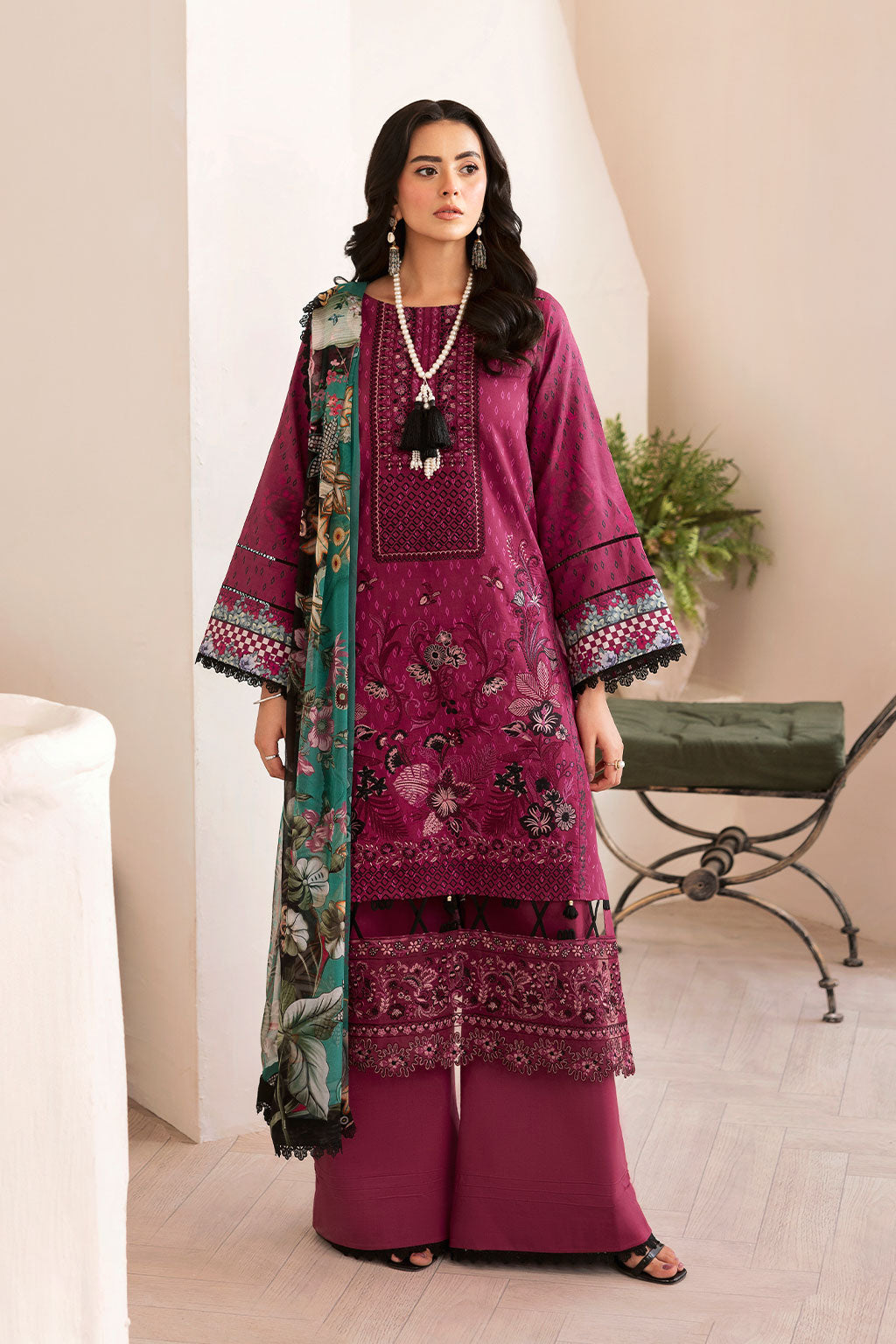 Ramsha | Mashaal Luxury Lawn |  L-1402 - Pakistani Designer Dress - by Ramsha - Type : Ladies Clothes - 100% Original at Saira Sultan