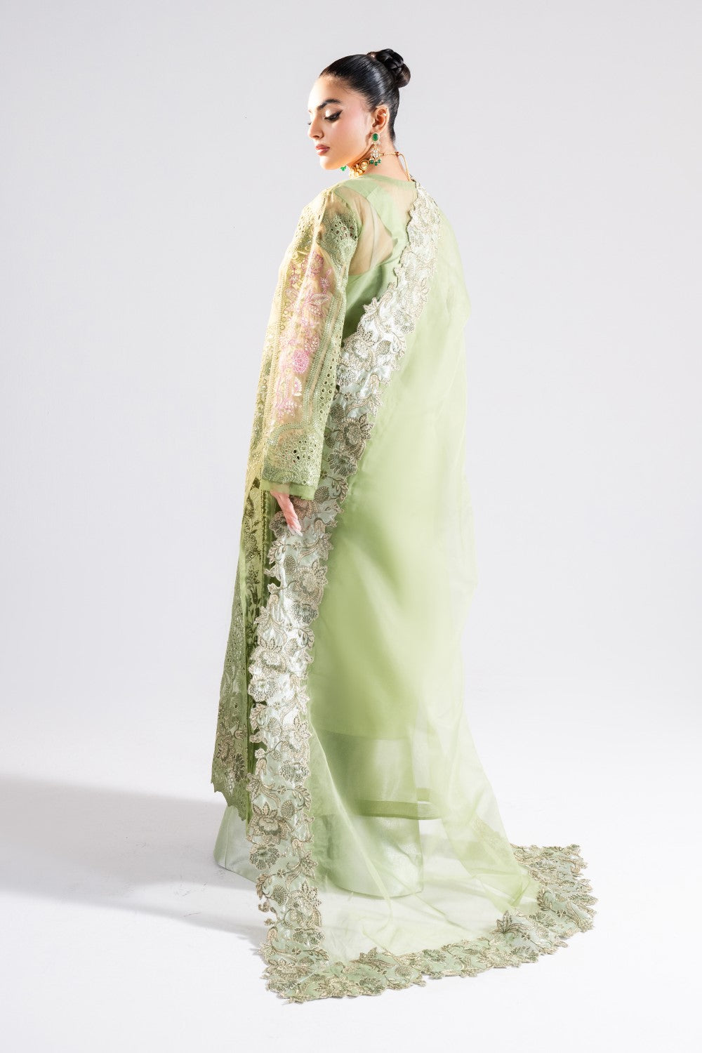 Maryum N Maria | Luna Formals | MERAKI M Tea Green Organza
