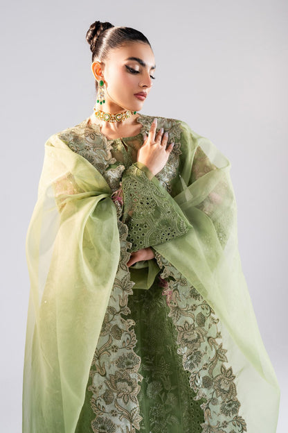 Maryum N Maria | Luna Formals | MERAKI L Tea Green Organza