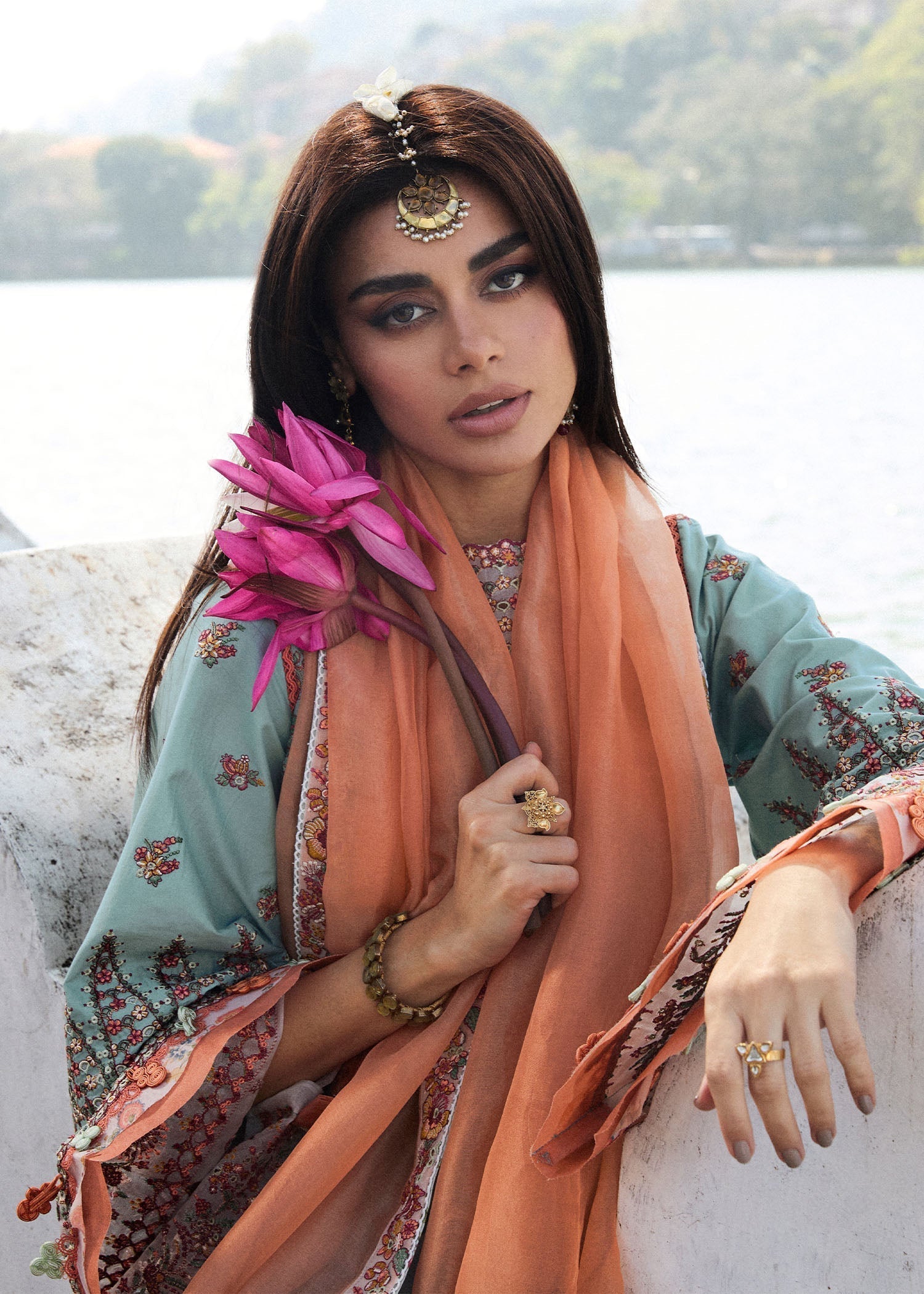 Hussain Rehar | Luxury Lawn 25 | Malibu M Turquoise Lawn