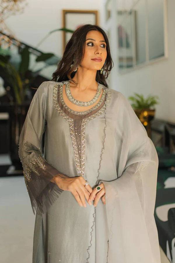 Jeem | Luxury Pret | MINK GREY - Pakistani Designer Dress - by Jeem | Type: Luxury - 100% Original at Saira Sultan