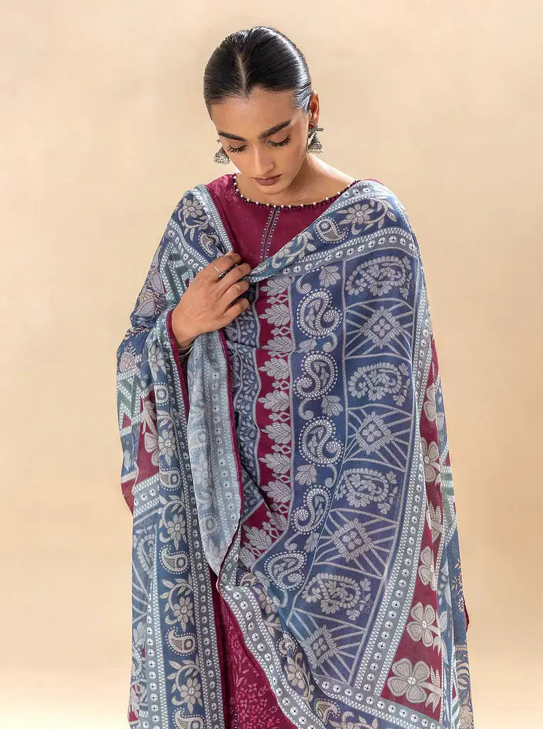 Morbagh | Lawn Collection 24 | WINE WARMTH - Pakistani Designer Dress - by Morbagh | Type: Luxury - 100% Original at Saira Sultan