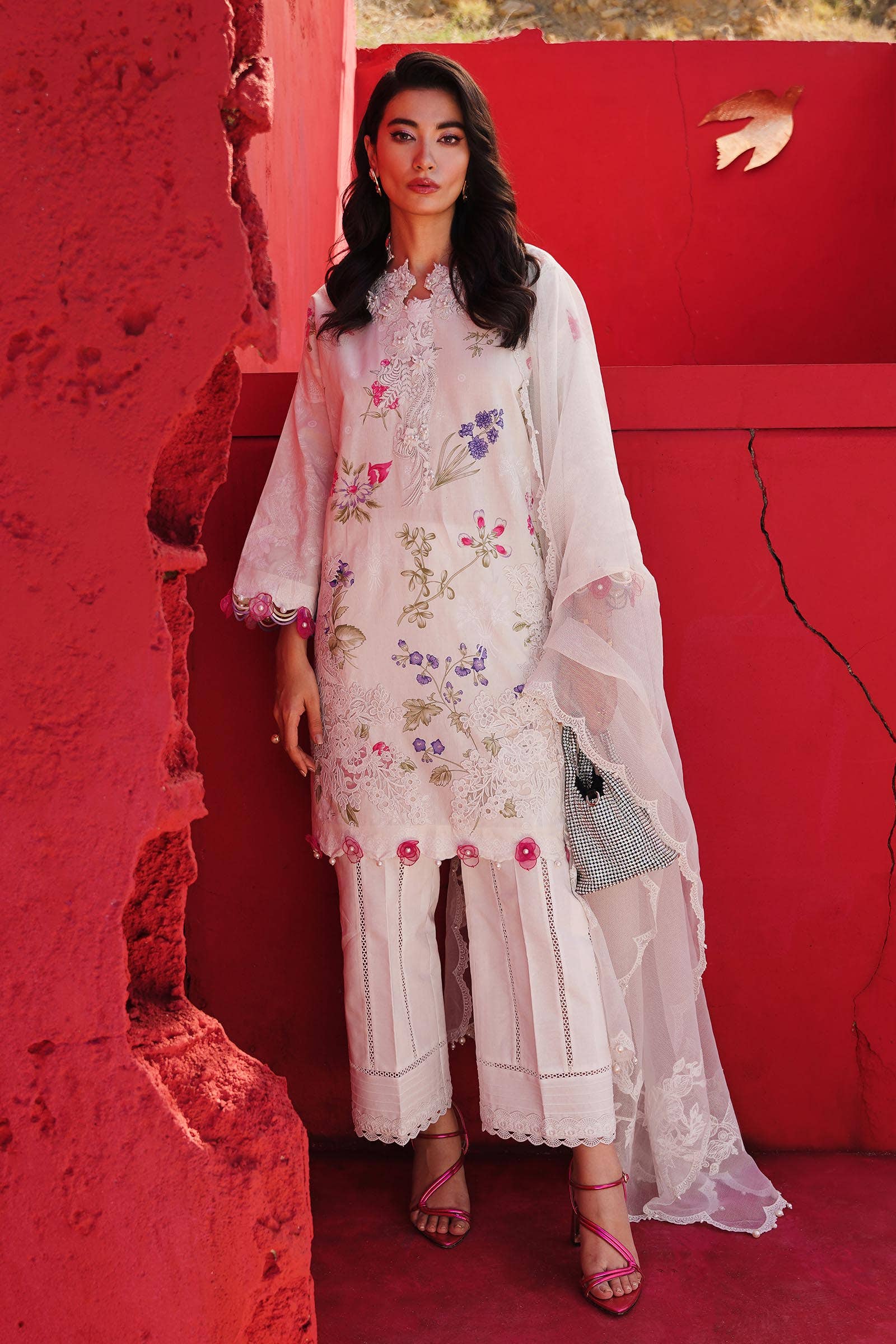 Sana Safinaz | Muzlin Spring 24 | M241-011A-CW - Pakistani Designer Dress - by Sana Safinaz | Type: Luxury - 100% Original at Saira Sultan