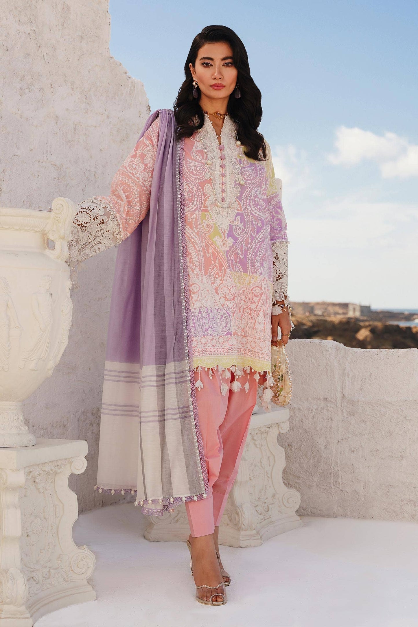 Sana Safinaz | Muzlin Spring 24 | M241-015A-DG - Pakistani Designer Dress - by Sana Safinaz | Type: Luxury - 100% Original at Saira Sultan