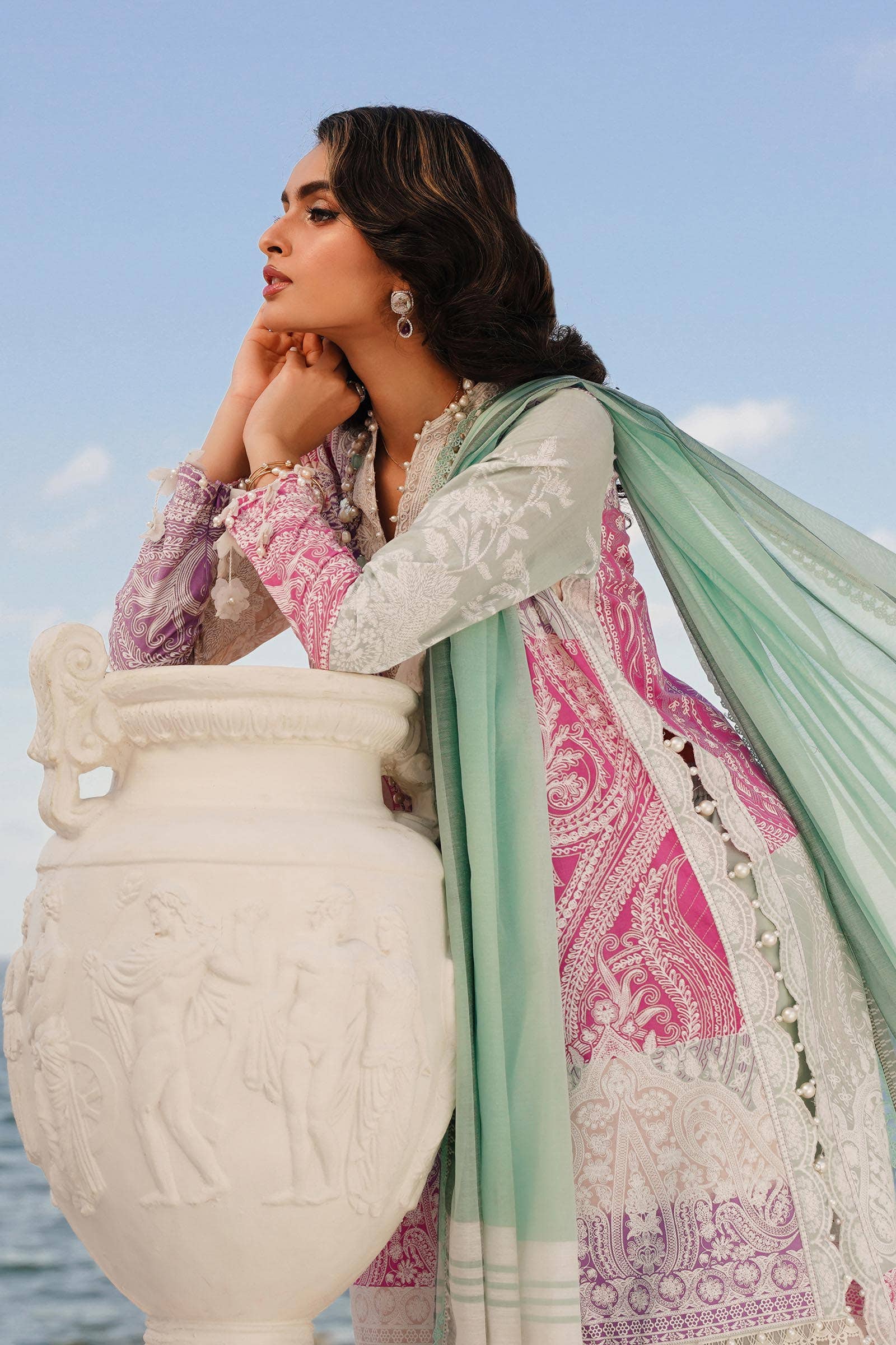 Sana Safinaz | Muzlin Spring 24 | M241-015B-DG - Pakistani Designer Dress - by Sana Safinaz | Type: Luxury - 100% Original at Saira Sultan