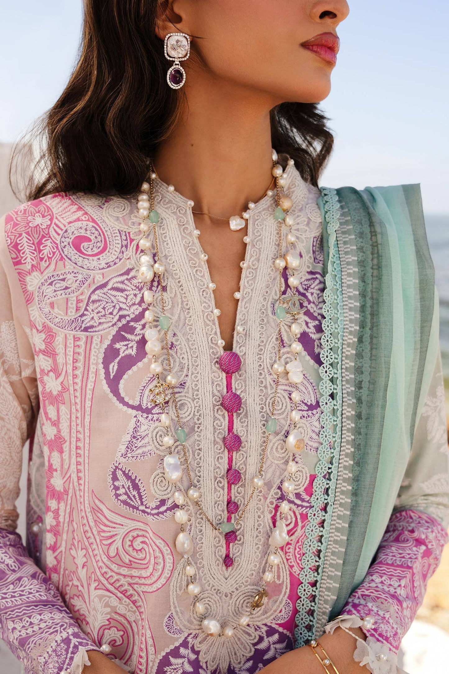 Sana Safinaz | Muzlin Spring 24 | M241-015B-DG - Pakistani Designer Dress - by Sana Safinaz | Type: Luxury - 100% Original at Saira Sultan