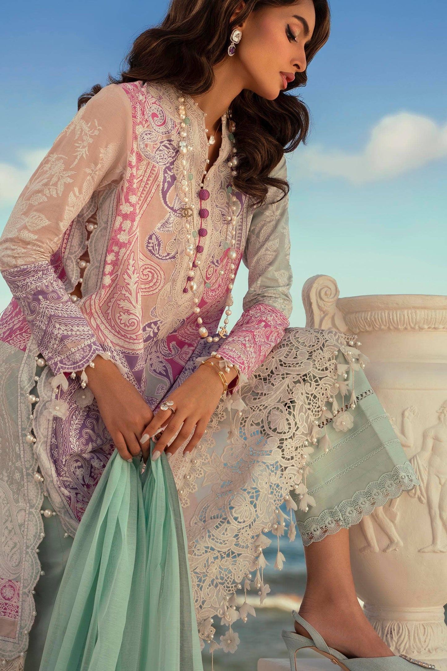 Sana Safinaz | Muzlin Spring 24 | M241-015B-DG - Pakistani Designer Dress - by Sana Safinaz | Type: Luxury - 100% Original at Saira Sultan
