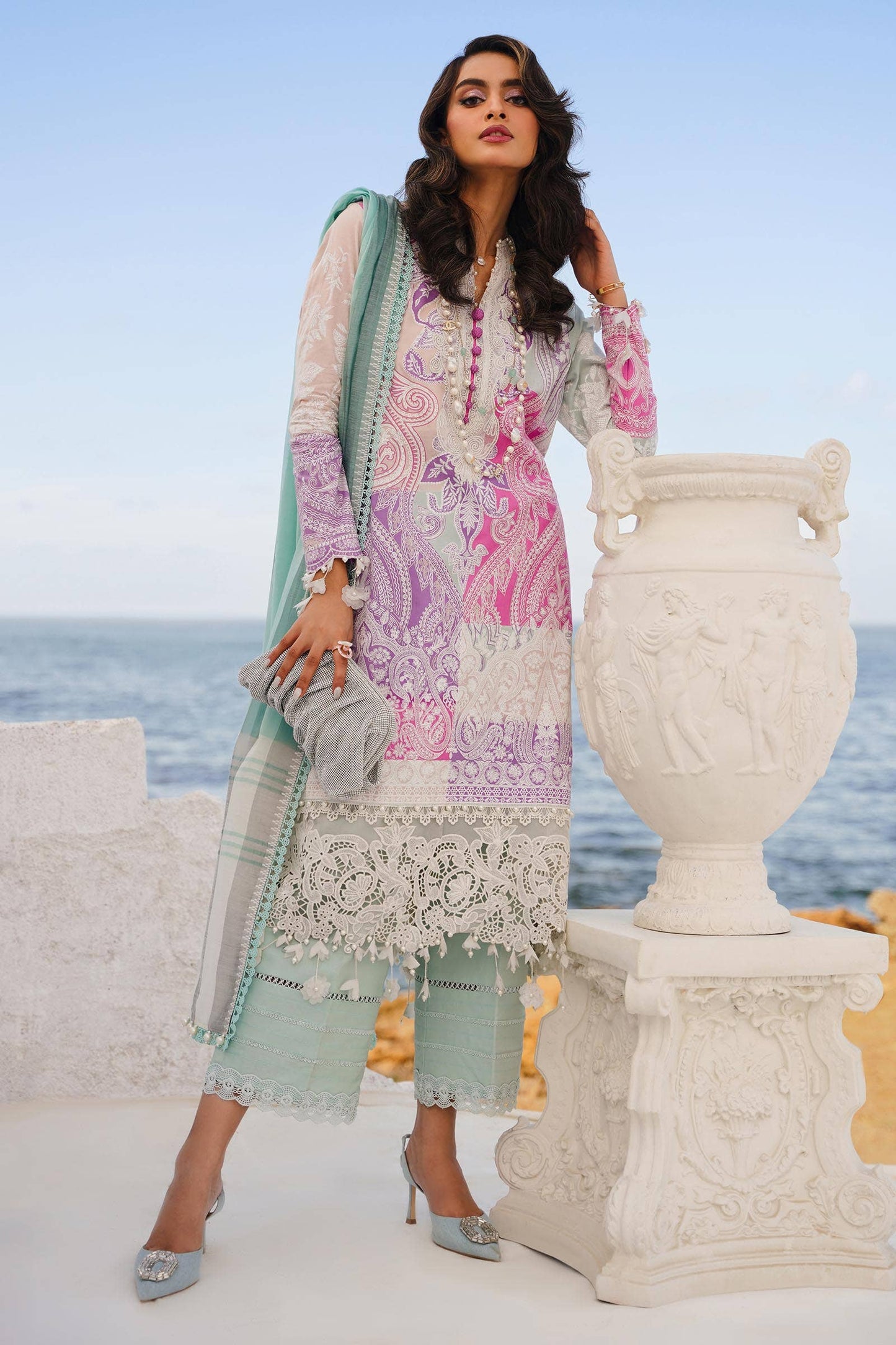 Sana Safinaz | Muzlin Spring 24 | M241-015B-DG - Pakistani Designer Dress - by Sana Safinaz | Type: Luxury - 100% Original at Saira Sultan