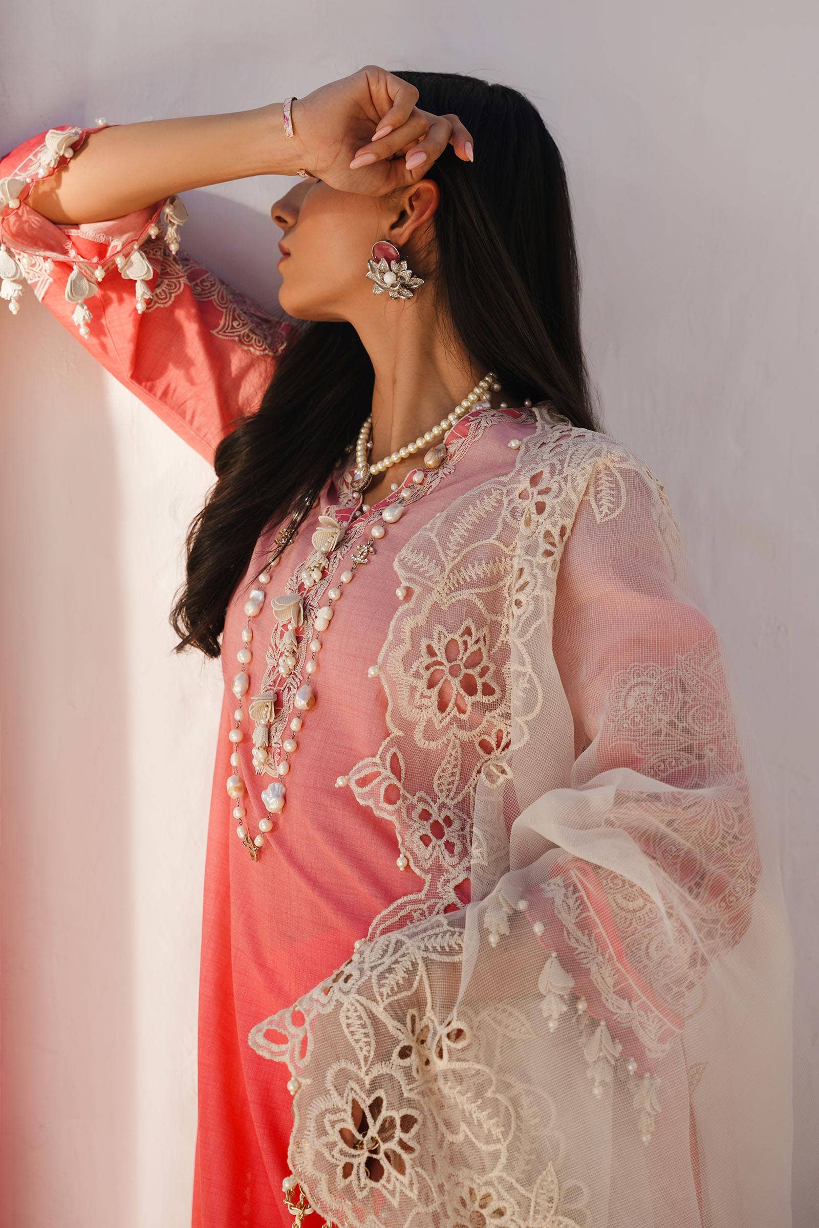 Sana Safinaz | Muzlin Spring 24 | M241-017A-CW - Pakistani Designer Dress - by Sana Safinaz | Type: Luxury - 100% Original at Saira Sultan