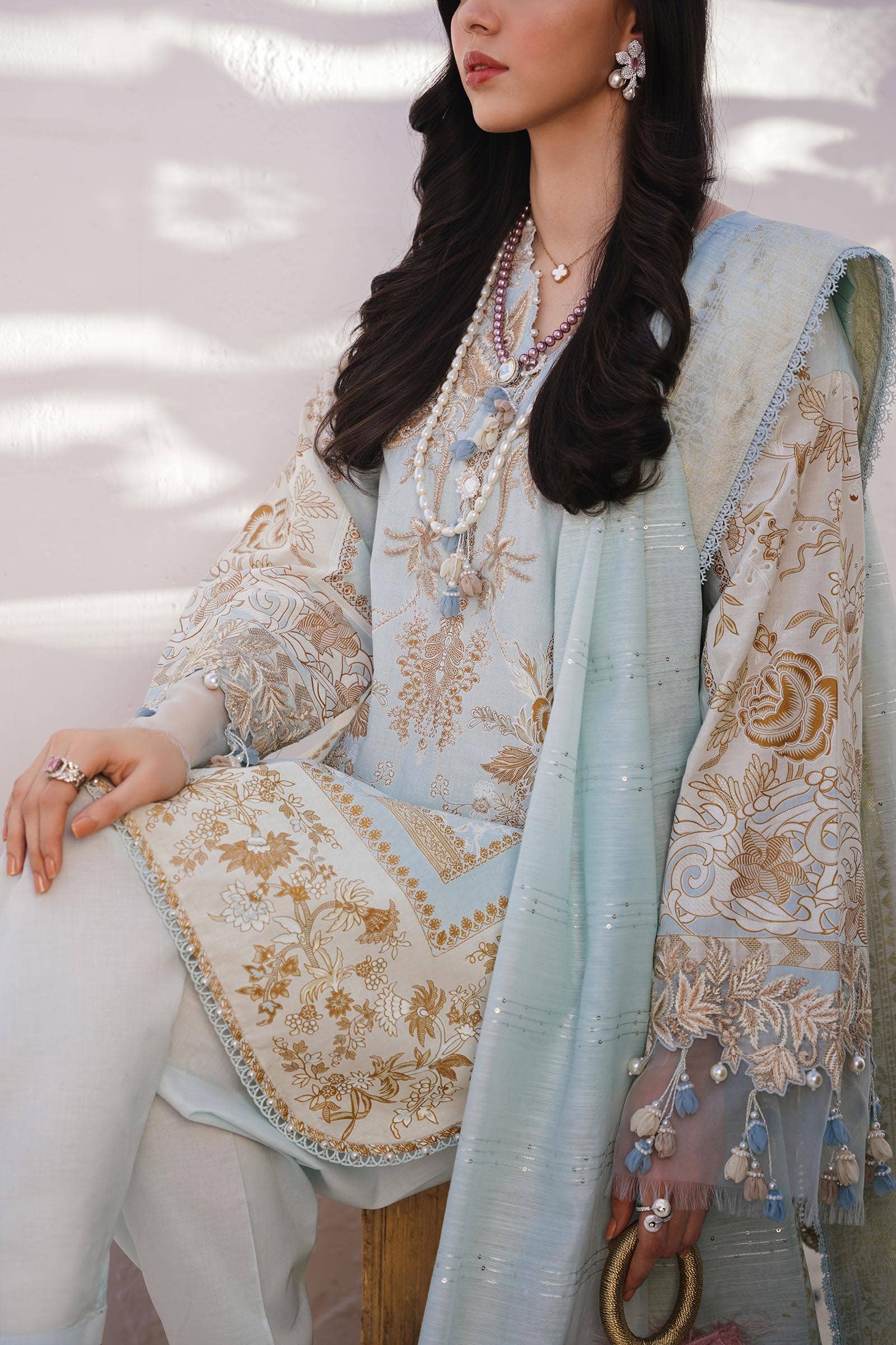 Sana Safinaz | Muzlin Spring 24 | M241-018B-CM - Pakistani Designer Dress - by Sana Safinaz | Type: Luxury - 100% Original at Saira Sultan