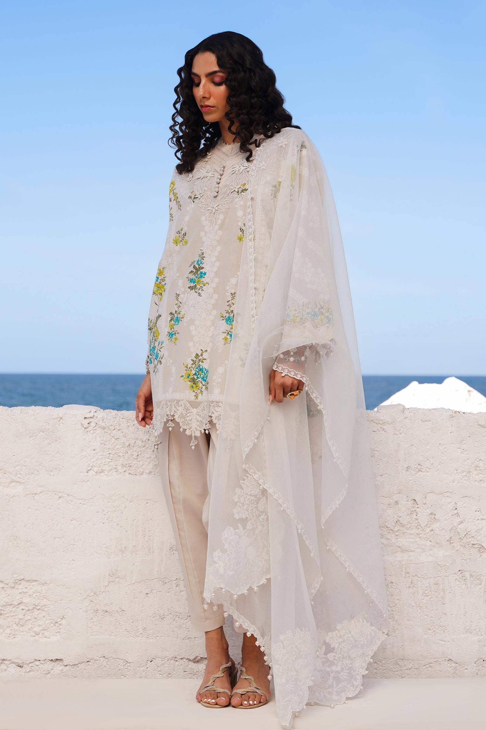 Sana Safinaz | Muzlin Spring 24 | M241-020A-CW - Pakistani Designer Dress - by Sana Safinaz | Type: Luxury - 100% Original at Saira Sultan
