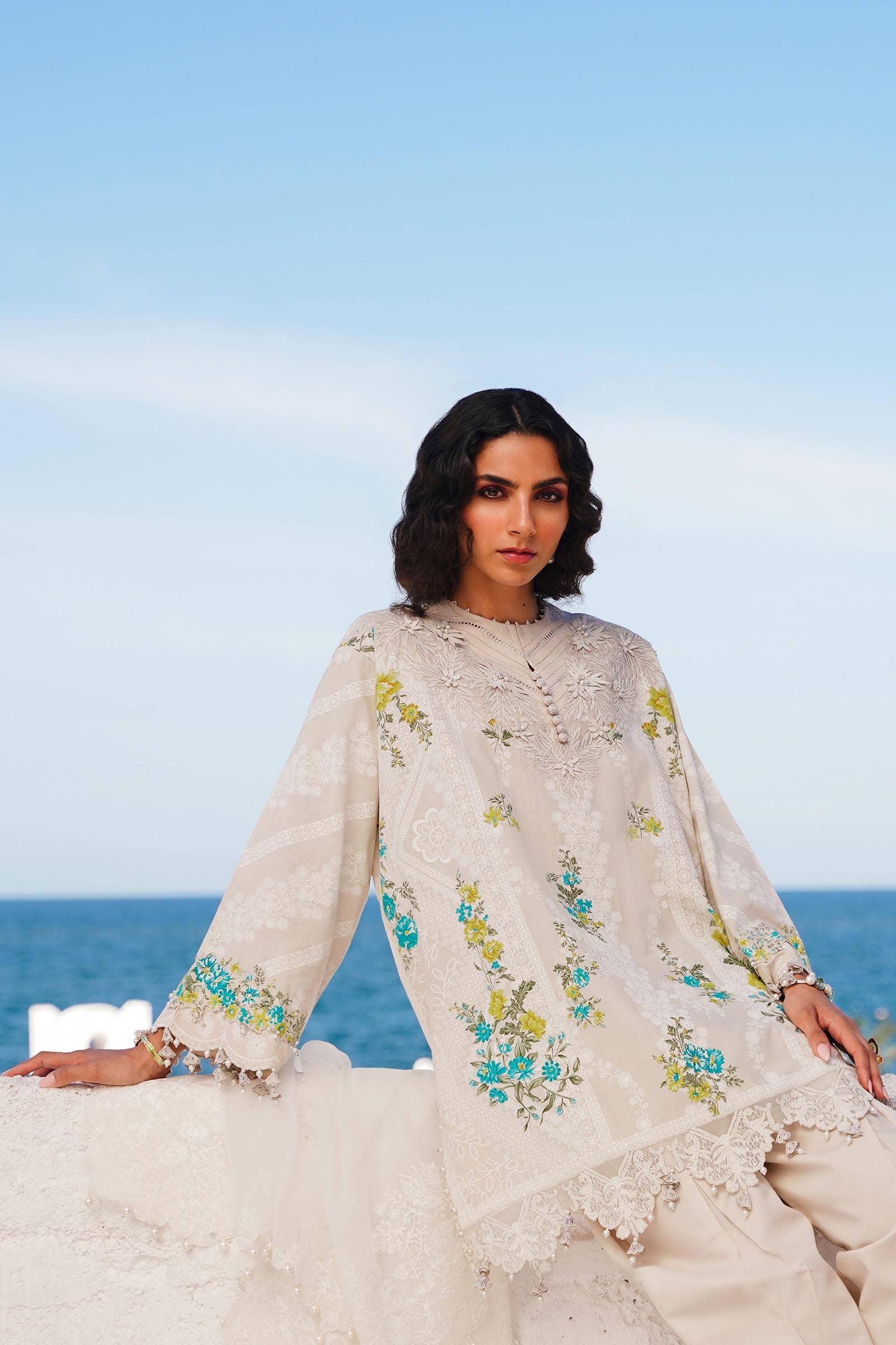 Sana Safinaz | Muzlin Spring 24 | M241-020A-CW - Pakistani Designer Dress - by Sana Safinaz | Type: Luxury - 100% Original at Saira Sultan