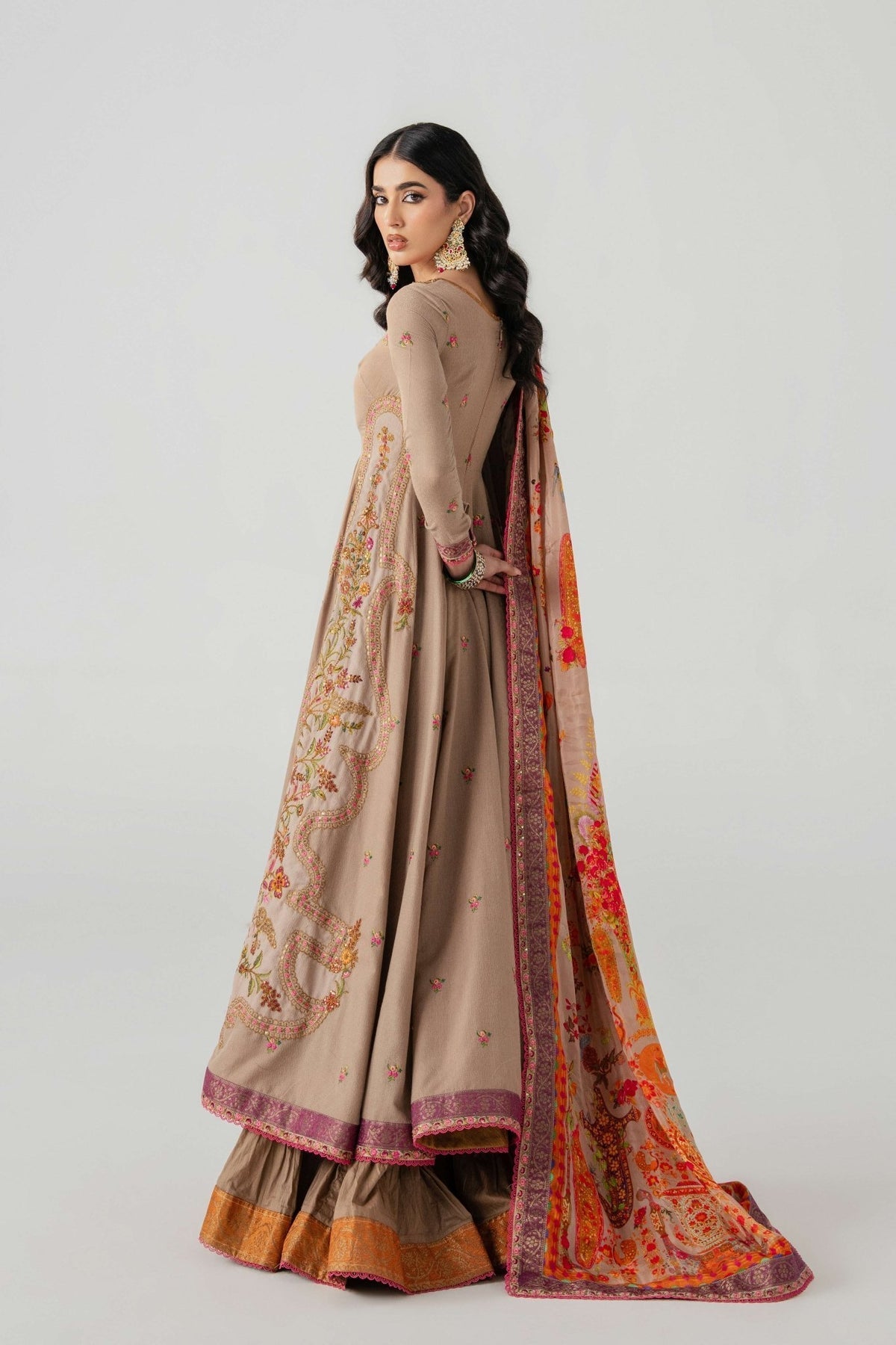 Fahad Hussayn | Jalsa Ghar | Naghz beg S Pale Brown Lawn