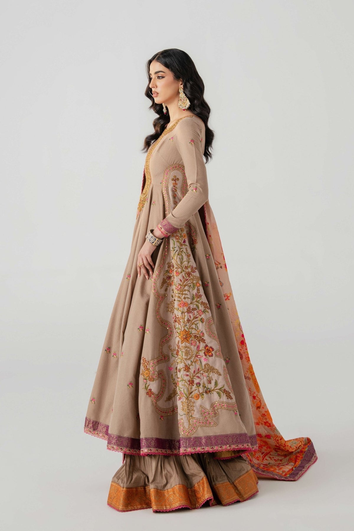 Fahad Hussayn | Jalsa Ghar | Naghz beg XL Pale Brown Lawn