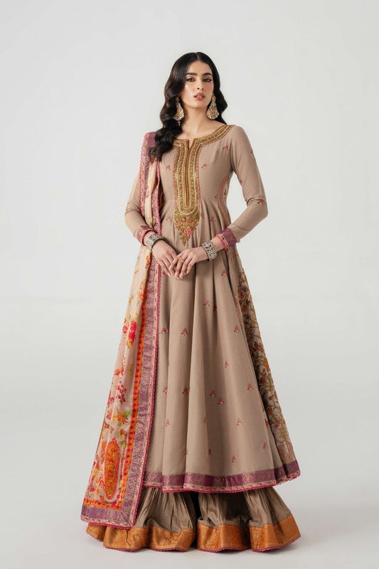 Fahad Hussayn | Jalsa Ghar | Naghz beg XS Pale Brown Lawn