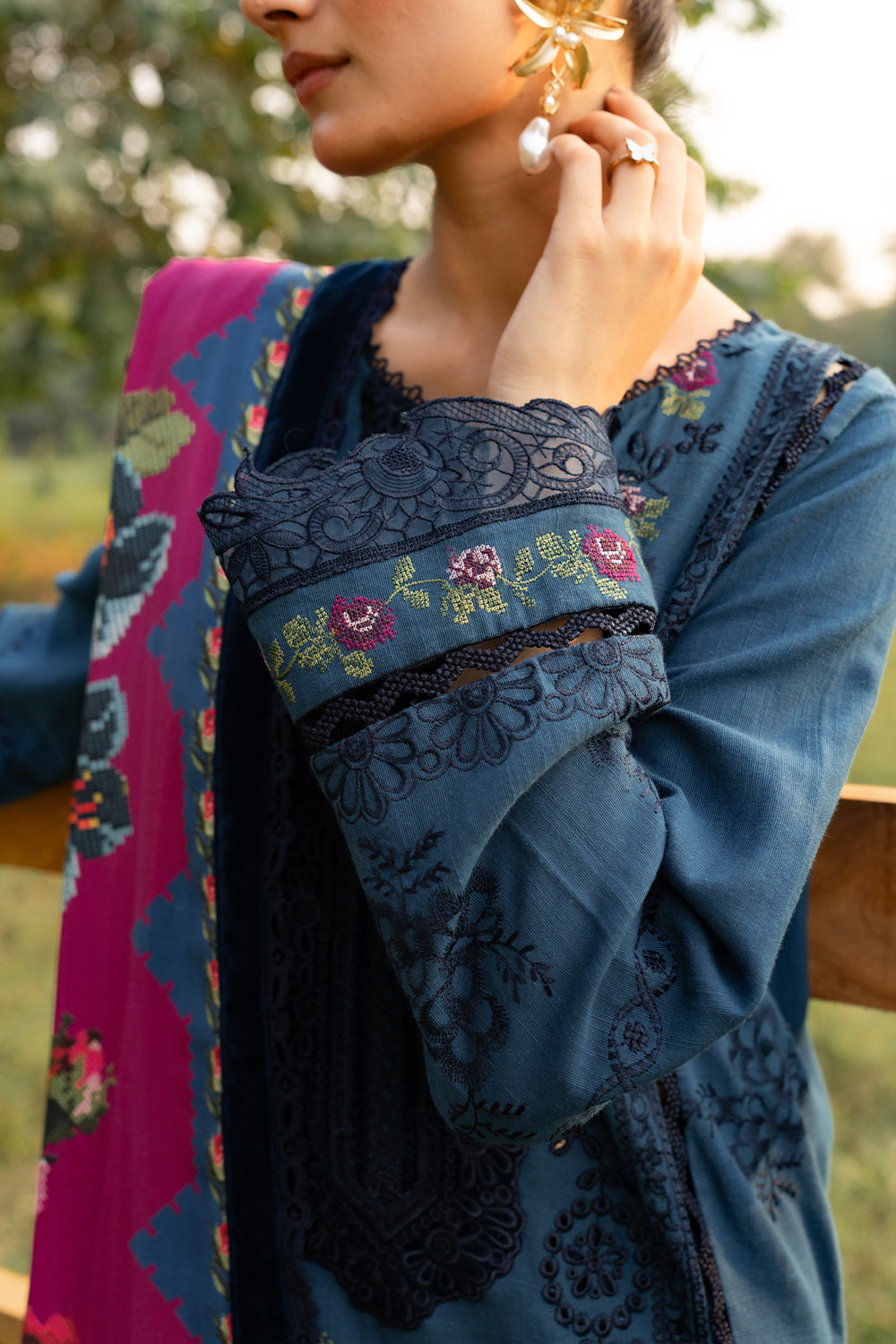 Saira Rizwan | Winter 2024 | DINA-SRW24-04 S Blue Khaddar