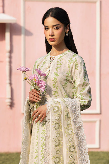 Cross Stitch | Premium Lawn 25 | GREEN TRELLIS XL Ivory Lawn
