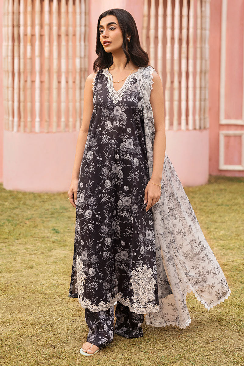 Cross Stitch | Premium Lawn 25 | SOMBER ESCAPE XS Black Lawn
