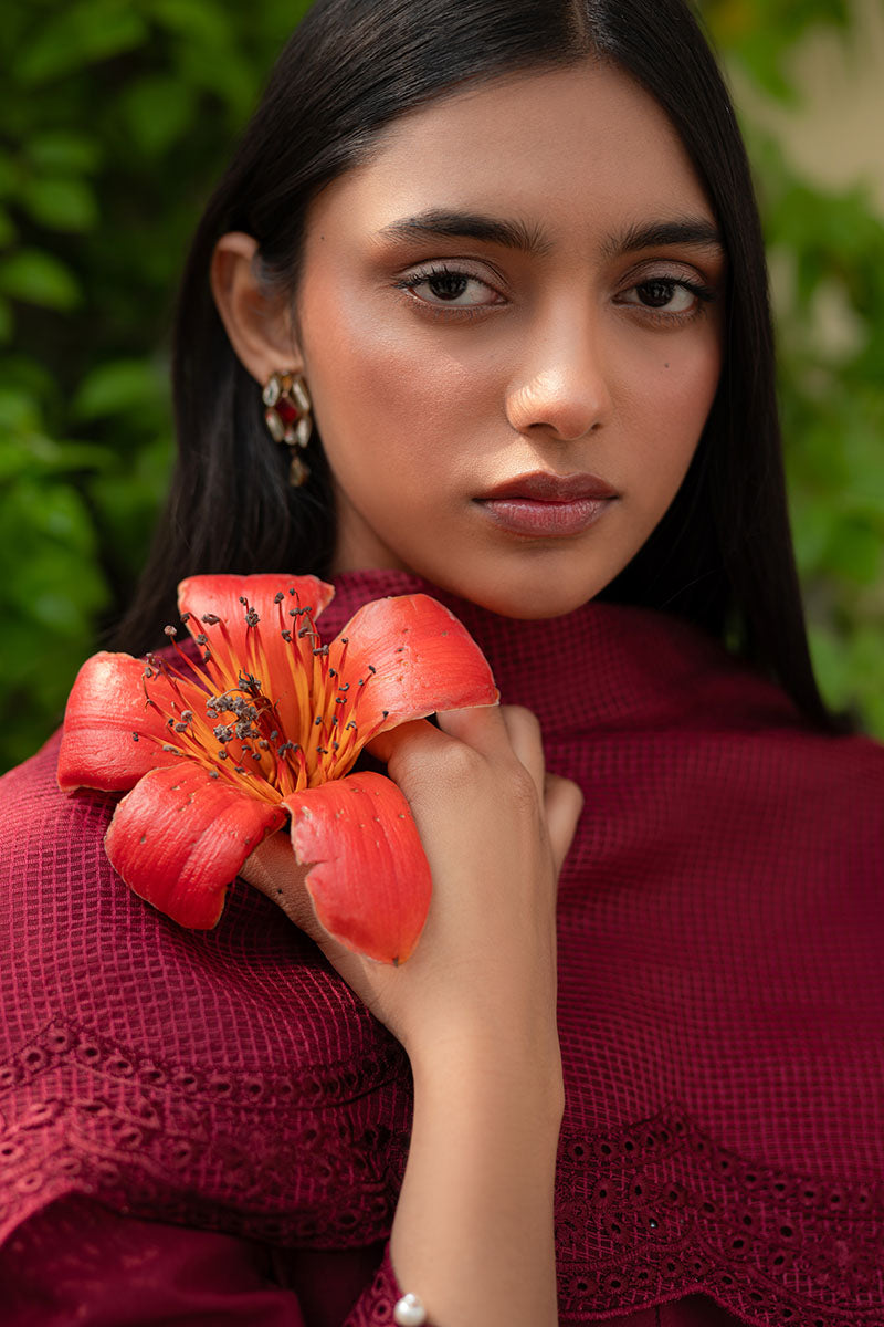 Cross Stitch | Mahiri Lawn 25 | RUBY GLINT M Maroon Lawn