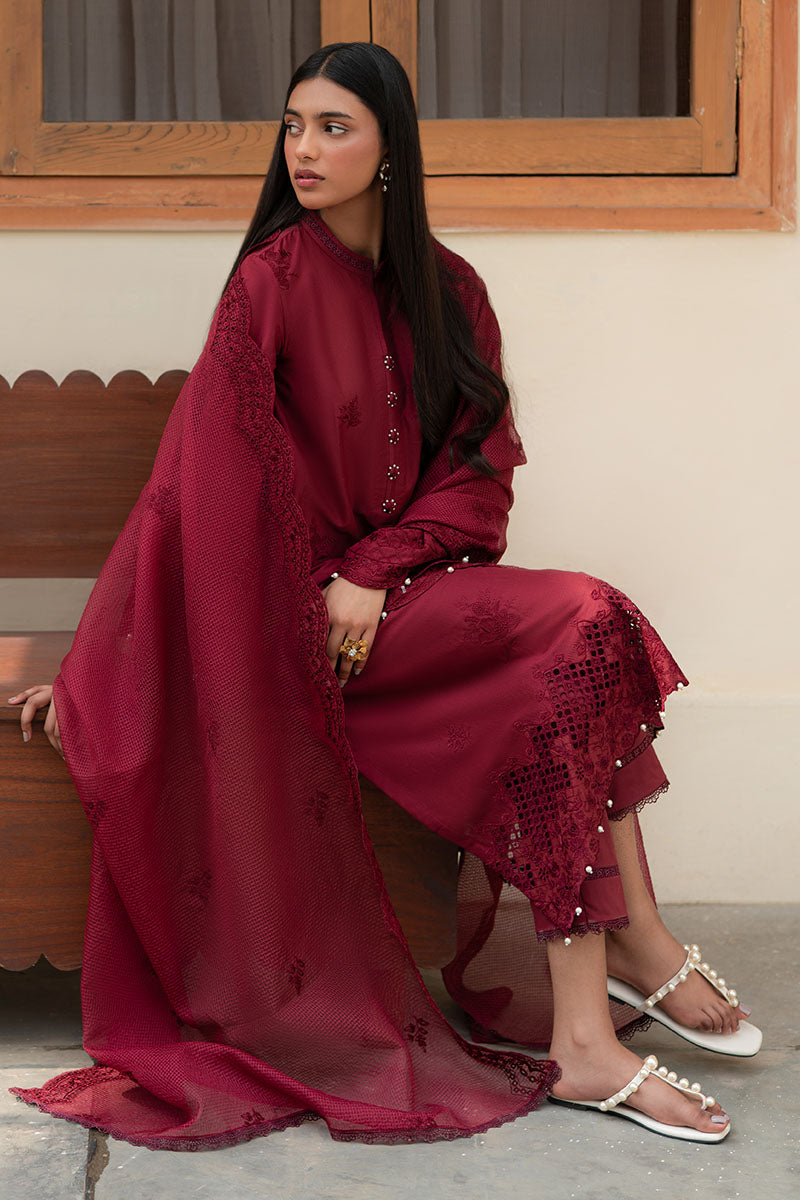 Cross Stitch | Mahiri Lawn 25 | RUBY GLINT L Maroon Lawn