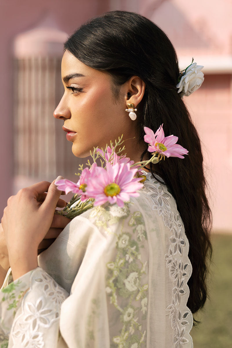 Cross Stitch | Premium Lawn 25 | GREEN TRELLIS M Ivory Lawn