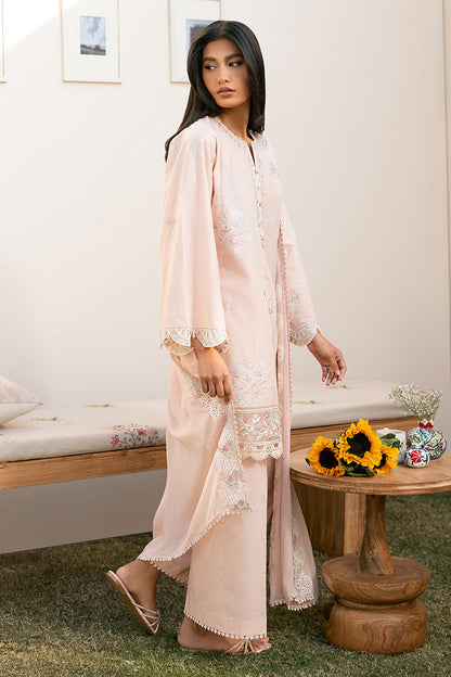 Cross Stitch | Mahiri Lawn 25 | PEACH BLOOM L Pale Peach Lawn