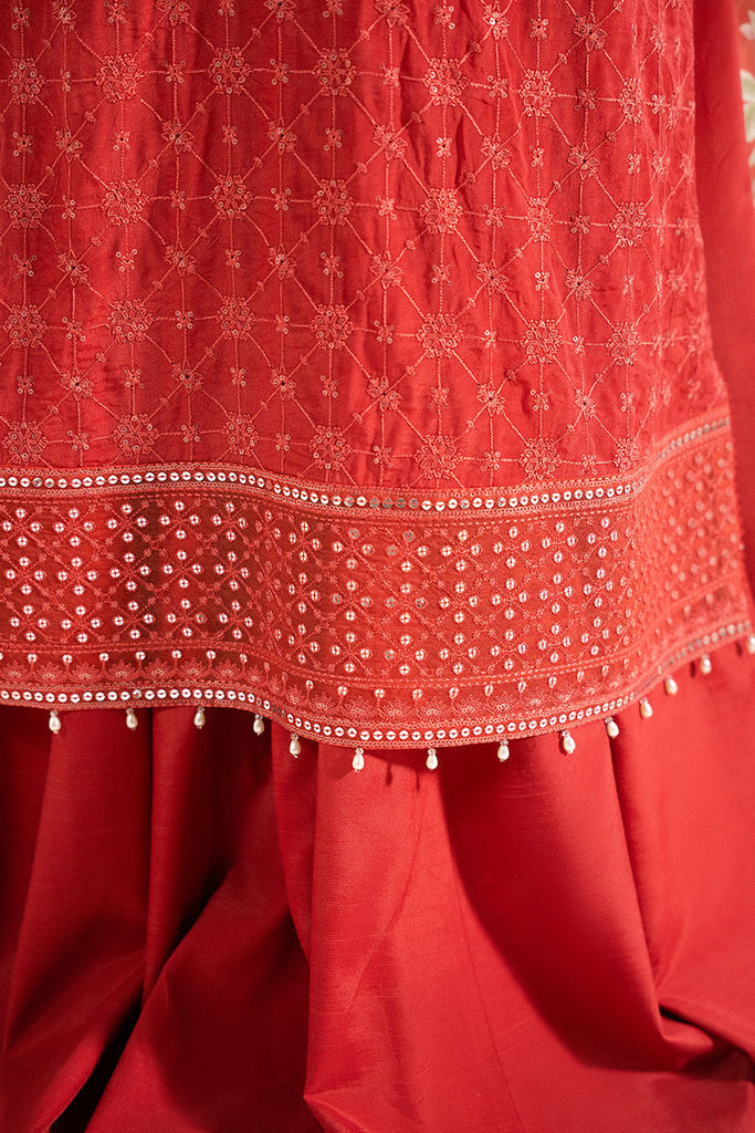 Cross Stitch | Luxe Atelier 25 | VERMILION CARDINAL Custom Size Red Chiffon