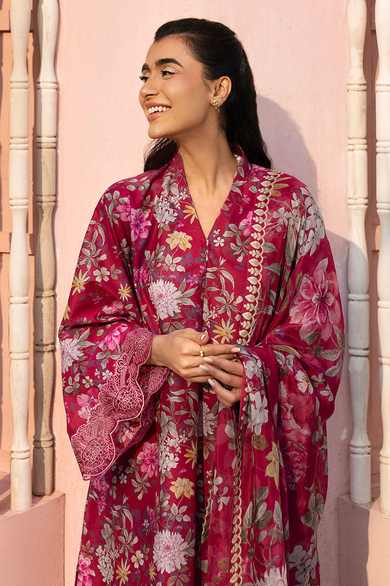 Cross Stitch | Premium Lawn 25 | WHIMSICAL ZEST M Haute Red Lawn