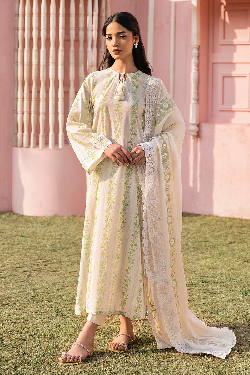 Cross Stitch | Premium Lawn 25 | GREEN TRELLIS XS Ivory Lawn