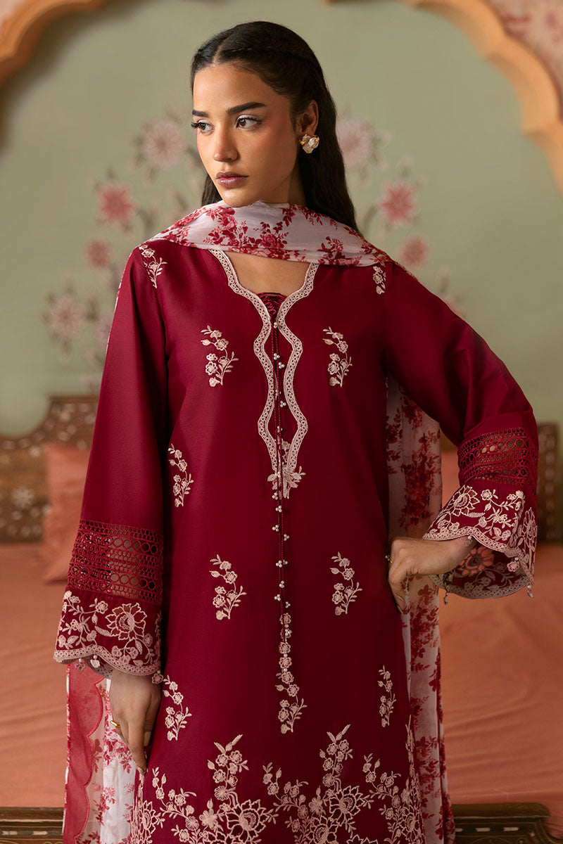 Cross Stitch | Premium Lawn 25 | CRIMSON RED S Blood Red Lawn