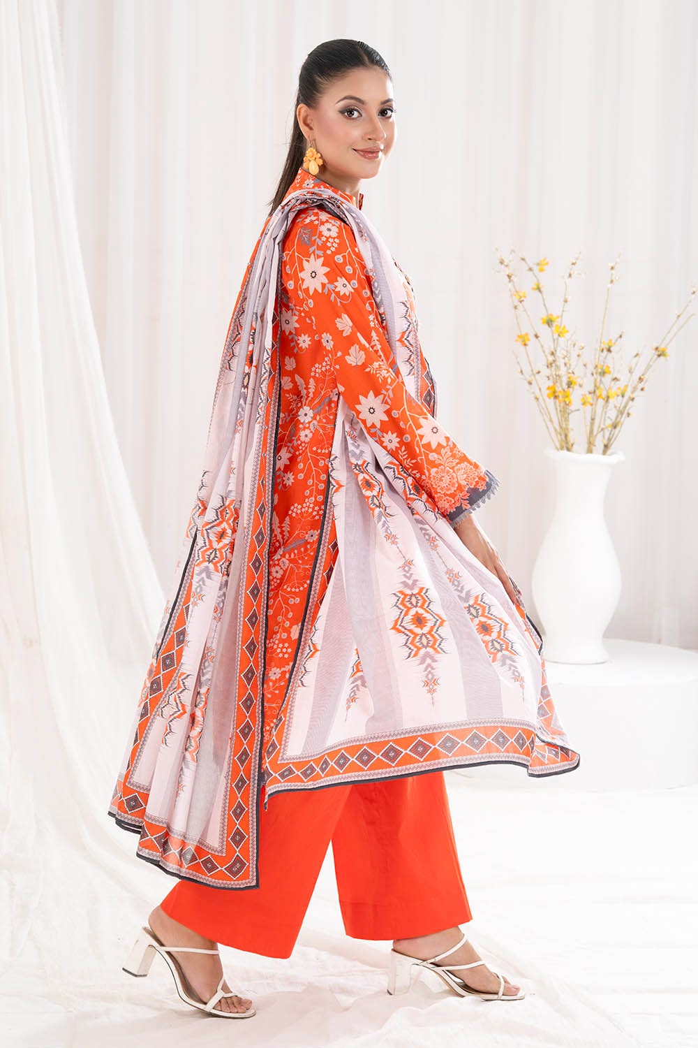 Gul Ahmed | Summer Special 25 | CLP-52207 Custom Size Orange Lawn