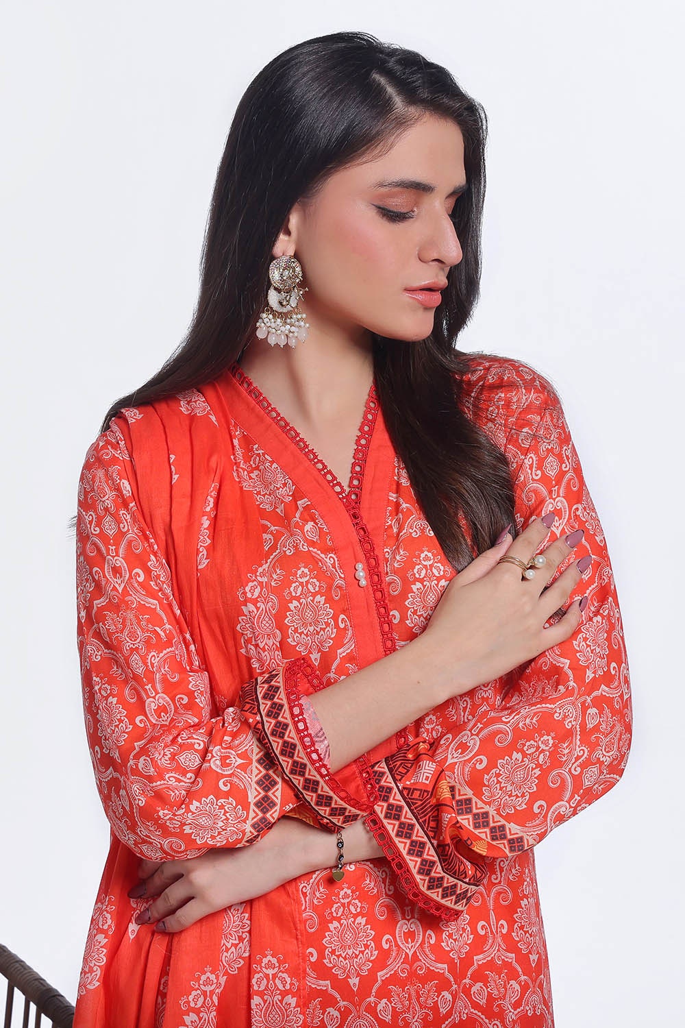 Gul Ahmed | Summer Special 25 | CLP-52204 Custom Size Pinkish Orange Lawn
