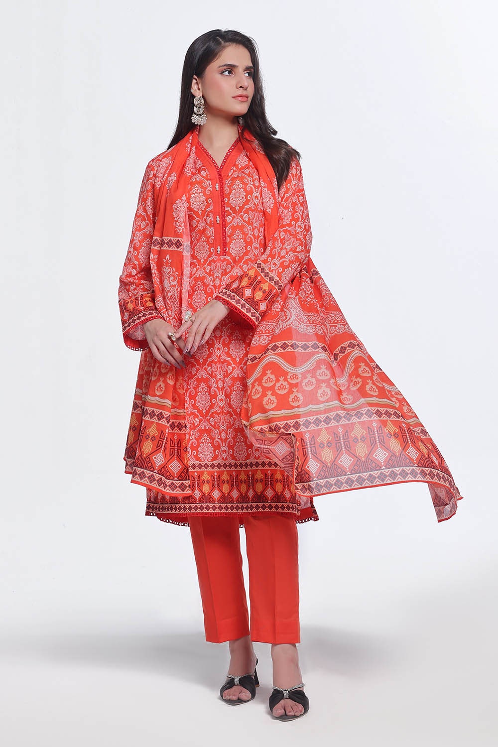 Gul Ahmed | Summer Special 25 | CLP-52204 XL Pinkish Orange Lawn
