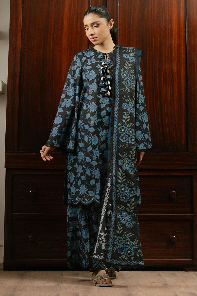 Cross Stitch | Daily Wear 25 | BLUE WAVE-3 PC XS Black Lawn