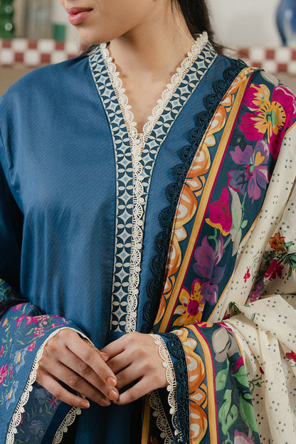 Cross Stitch | Daily Wear 25 | MIDNIGHT TIDE-3 M Teal Blue Lawn