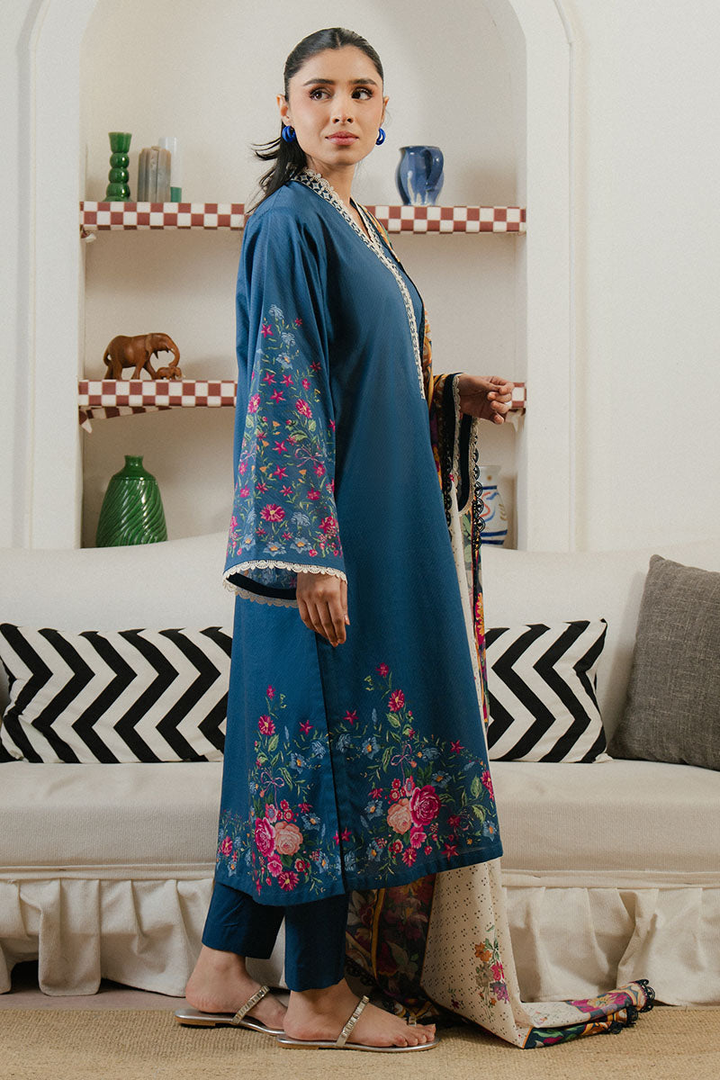 Cross Stitch | Daily Wear 25 | MIDNIGHT TIDE-3 XL Teal Blue Lawn