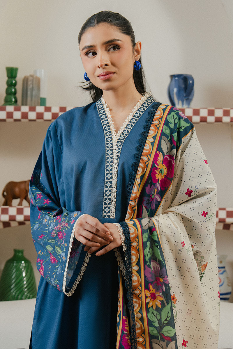 Cross Stitch | Daily Wear 25 | MIDNIGHT TIDE-3 L Teal Blue Lawn