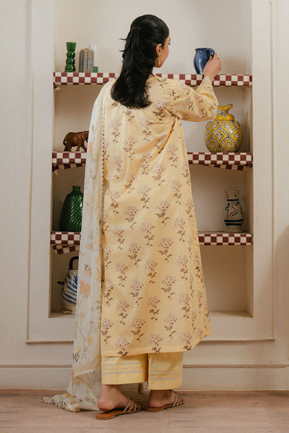 Cross Stitch | Daily Wear 25 | ORCHID IMPRESSION-3 PC S Pale Yellow Lawn