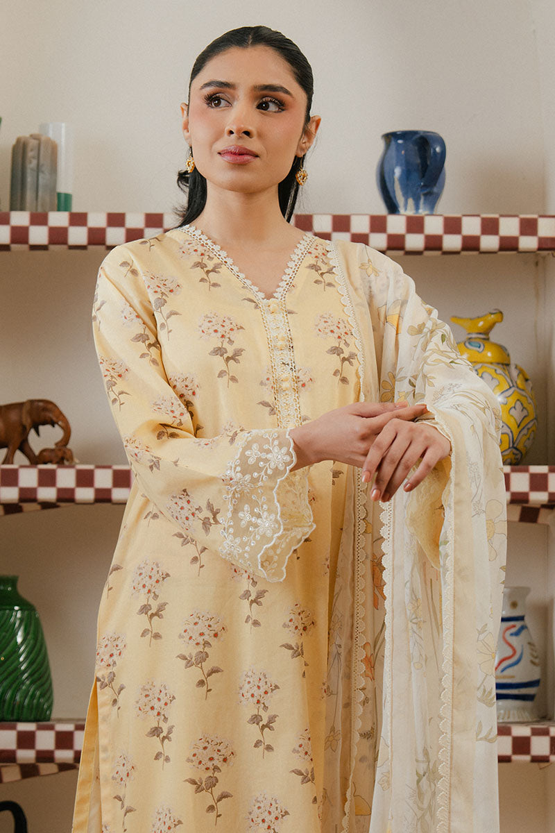 Cross Stitch | Daily Wear 25 | ORCHID IMPRESSION-3 PC M Pale Yellow Lawn