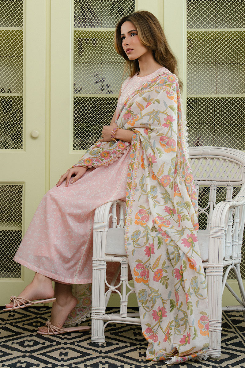 Cross Stitch | Daily Wear 25 | SOFT PINK-3 PC Custom Size Pink Lawn