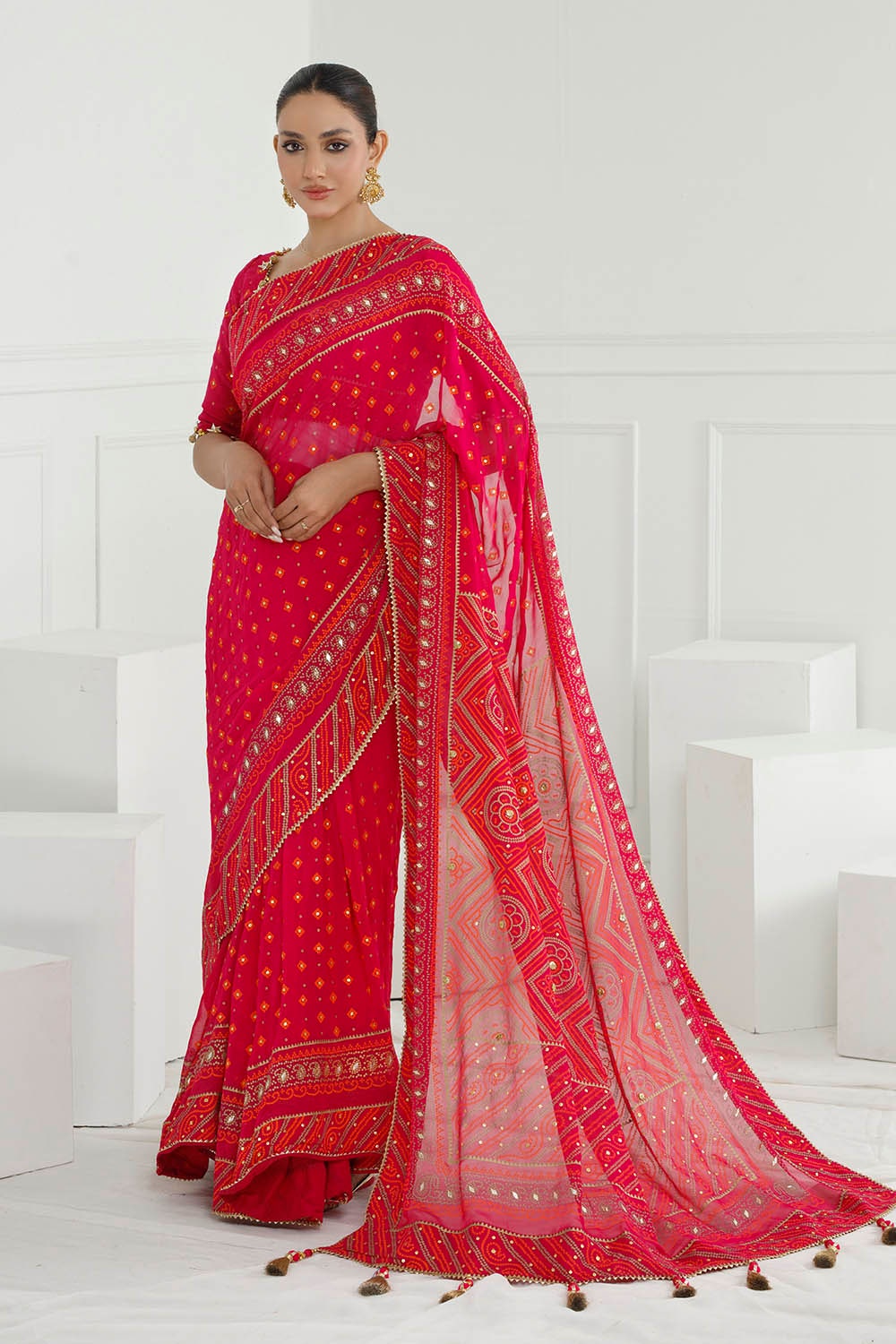 Gul Ahmed | Chunri Lawn 25 | PRS-52002 A XS Carrot Pink Chiffon