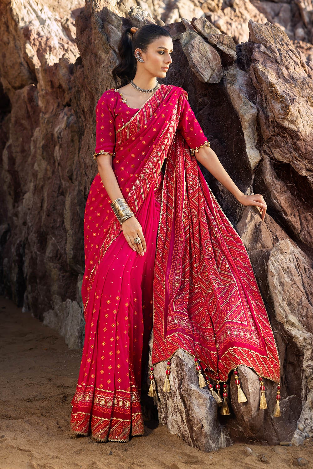 Gul Ahmed | Chunri Lawn 25 | PRS-52002 A XL Carrot Pink Chiffon