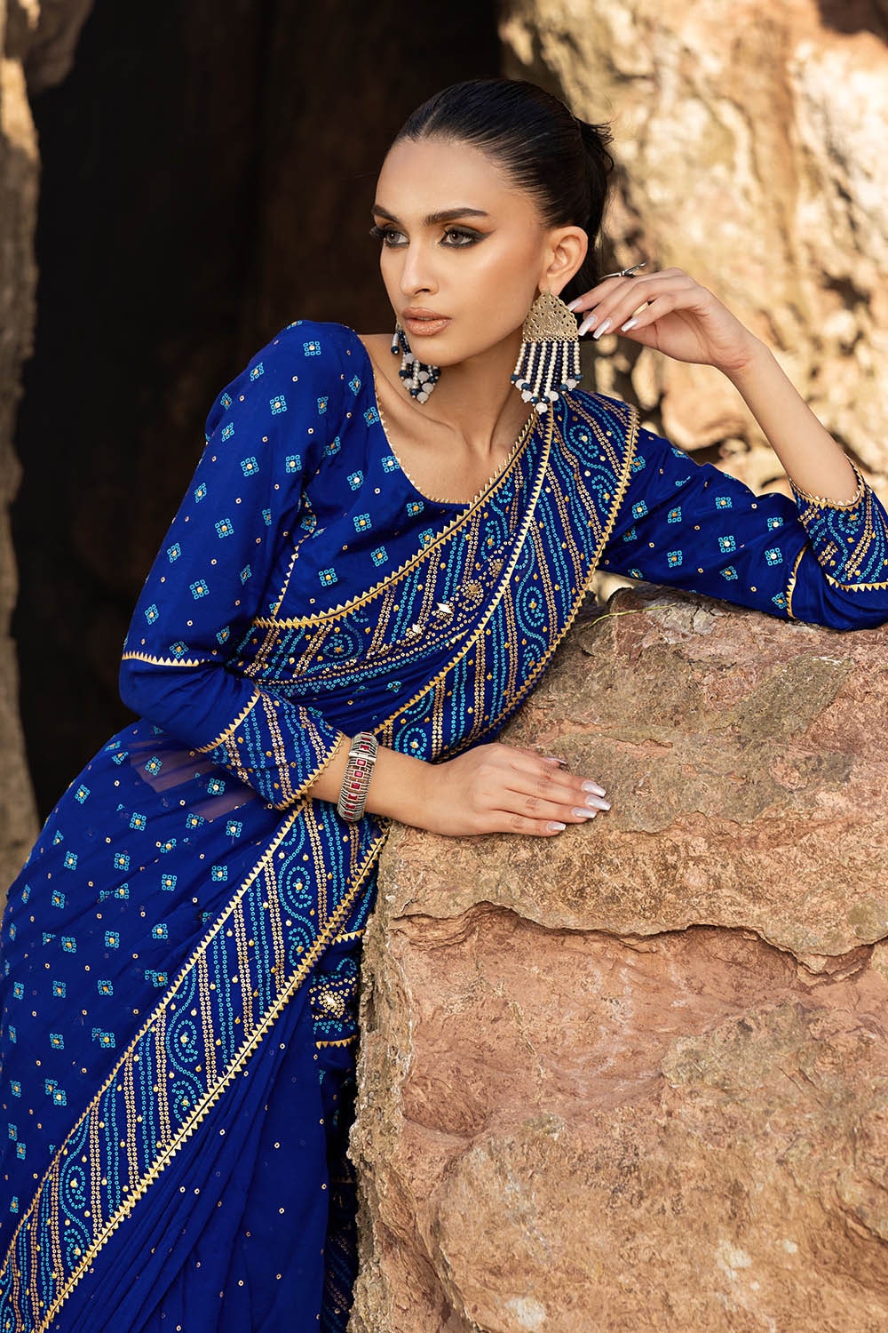 Gul Ahmed | Chunri Lawn 25 | PRS-52002 B L Cobalt Blue Chiffon