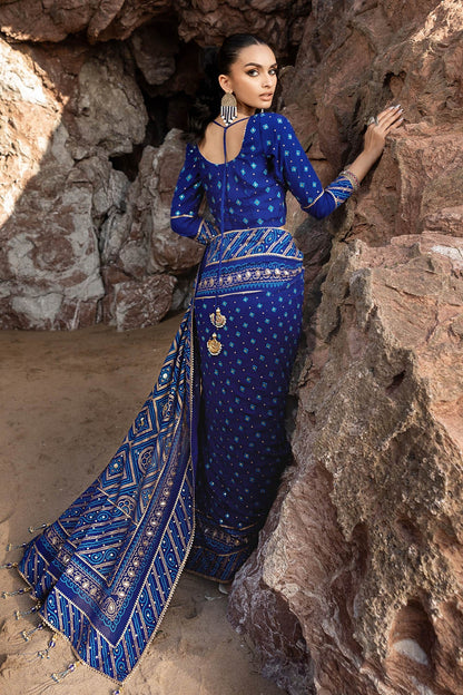 Gul Ahmed | Chunri Lawn 25 | PRS-52002 B S Cobalt Blue Chiffon